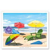 Sun Screen - Beach Chairs, Umbrellas & Ocean View - Fine Art Prints & Posters