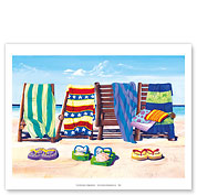 Sandals and Seats - Beach Chairs & Towels - Fine Art Prints & Posters