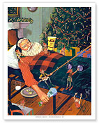 Snoozing Santa - Christmas Elves - Fine Art Prints & Posters
