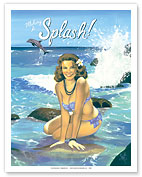 Making a Splash - Tropical Pin-up Girl - Fine Art Prints & Posters