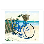 Blue by You - Blue Cruiser Bike at the Beach - Fine Art Prints & Posters