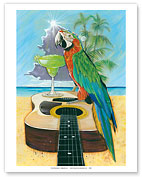 Macaw-garita - Great Green Macaw with Margarita - Fine Art Prints & Posters