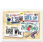 License Plates - Surf Culture Vanity Plates - Fine Art Prints & Posters