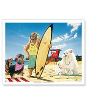 Hot Dawg - Surf Dogs - Fine Art Prints & Posters