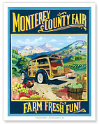 Monterey County Fair - Farm Fresh Fun! - Retro Woodie with Farmer's Produce - Fine Art Prints & Posters