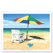 Surf Sand Summer - Beach Chair Ocean View - Fine Art Prints & Posters