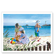 Fun in the Sun - Children Playing at the Beach - Fine Art Prints & Posters