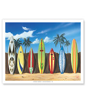 Starting Line Up - Surfboard Art - Fine Art Prints & Posters