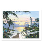 Lighthouse Landing - Serene Sunset - Fine Art Prints & Posters