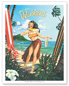 Aloha from Waikiki - Hula Girl Dancer - Fine Art Prints & Posters