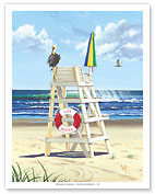 Pelican Perch - Life Guard Stand - Fine Art Prints & Posters