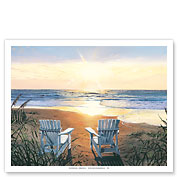 Days End Duo - Beach Chairs & Sunset Ocean View - Fine Art Prints & Posters