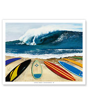 Wait Your Turn - Big Wave Surfer - Surfboard Art - Fine Art Prints & Posters