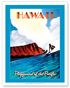 Hawaii - Playground of the Pacific - Surfing At Diamond Head - Fine Art Prints & Posters