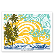 Aloha Hawaii - Palm Trees and Waves - Fine Art Prints & Posters