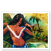 Angelica - Hawaiian Hula Dancer With Lei - Fine Art Prints & Posters