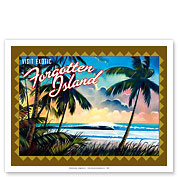 Visit Exotic Forgotten Island - Tropical Palms and Waves - Fine Art Prints & Posters