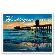 Huntington Beach, California - Pier at Sunset - Fine Art Prints & Posters