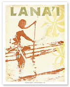 Lanai, Hawaii - Outrigger Canoe Paddler (Hoe Wa'a) - Fine Art Prints & Posters