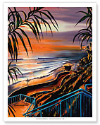 Surfer at Sunset - Californian Beach - Fine Art Prints & Posters
