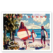 Visit Sunny San Clemente, California - Young Surfers on the Beach - Fine Art Prints & Posters
