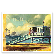 Sunset - Beach Lifeguard Stand - Fine Art Prints & Posters