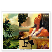 Surf Story - Hawaiian Woman - Surfers - Fine Art Prints & Posters