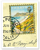 Swami's Beach - Encinitas, California - Postage Stamp - Fine Art Prints & Posters