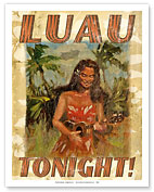 Luau Tonight - Hawaiian Girl Playing Ukulele - Fine Art Prints & Posters
