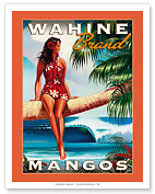 Wahine Brand Mango - Hawaiian Woman and Waves - Fine Art Prints & Posters