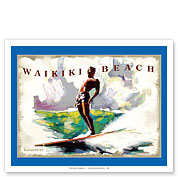 Waikiki Beach, Hawaii - Surfer On Wave - Soul Arch - Fine Art Prints & Posters