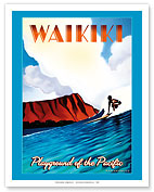 Surfing Waikiki Beach - Hawaii Playground of the Pacific - Fine Art Prints & Posters