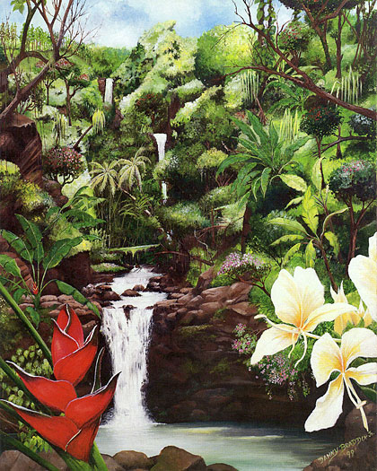 Puohokamoa Falls - Fine Art Giclee Canvas Prints