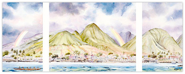 Lahainatown Tryptych - Limited Edition Watercolor Giclée Art Print