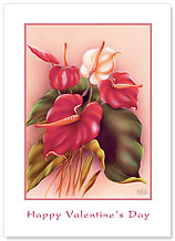 Hale Pua Anthurium - Hawaiian Collectors Edition Greeting Cards - Valentine's Day Card