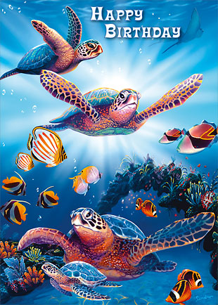 Turtles In Light - Personalized Greeting Card