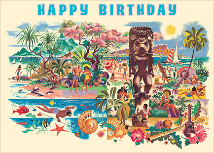 Hawaiian Birthday Celebration - Personalized Greeting Card