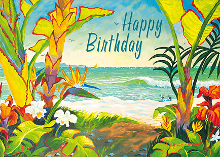 Hawaiian Happy Birthday Greeting Card Time To Chill Robin