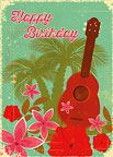 Hawaiian Birthday Ukulele - Hawaiian Happy Birthday Greeting Card