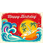 Tropical Holiday - Hawaiian Happy Birthday Greeting Card