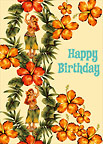 Hibiscus & Hula - Hawaiian Happy Birthday Greeting Card