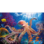 Octopus - Hawaiian Happy Birthday Greeting Card