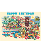 Hawaiian Birthday Celebration - Hawaiian Happy Birthday Greeting Card