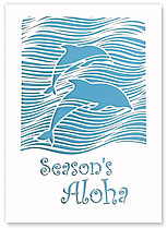 Season’s Aloha Dolphins - Hawaiian Holiday Christmas Greeting Cards