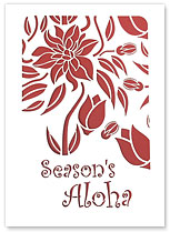 Season’s Aloha Hawaiian Rose - Hawaiian Holiday Christmas Greeting Cards