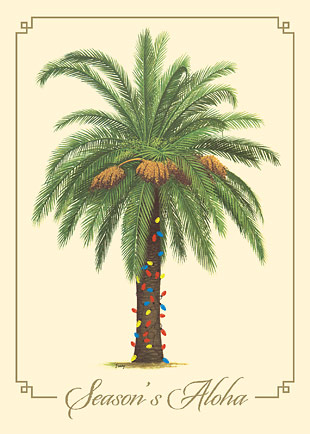 Season's Aloha Palm - Personalized Holiday Greeting Card