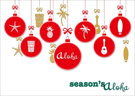 Season's Aloha Ornaments - Personalized Holiday Greeting Card