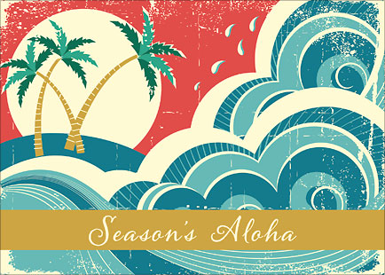 Aloha Holiday Wave - Personalized Holiday Greeting Card