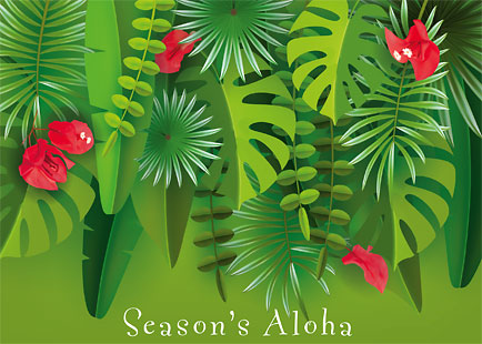 Tropical Holiday Leaves - Personalized Holiday Greeting Card