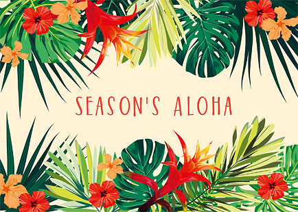 Tropical Holiday Flowers - Personalized Holiday Greeting Card